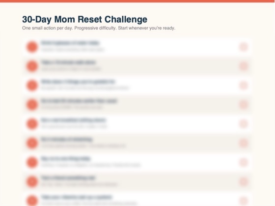 30-day mom reset challenge page from Mom Self-Care Protocol