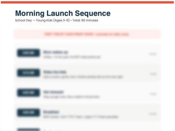 Top of the Morning Launch Sequence page from Mom Command Center