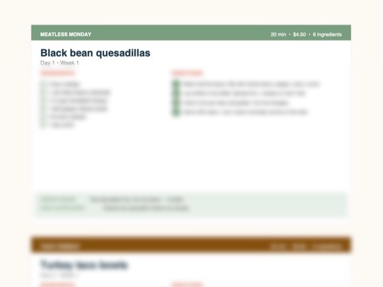 Recipe cards page from Meal Autopilot – 28-Day Printable Family Meal Plan with Grocery Lists
