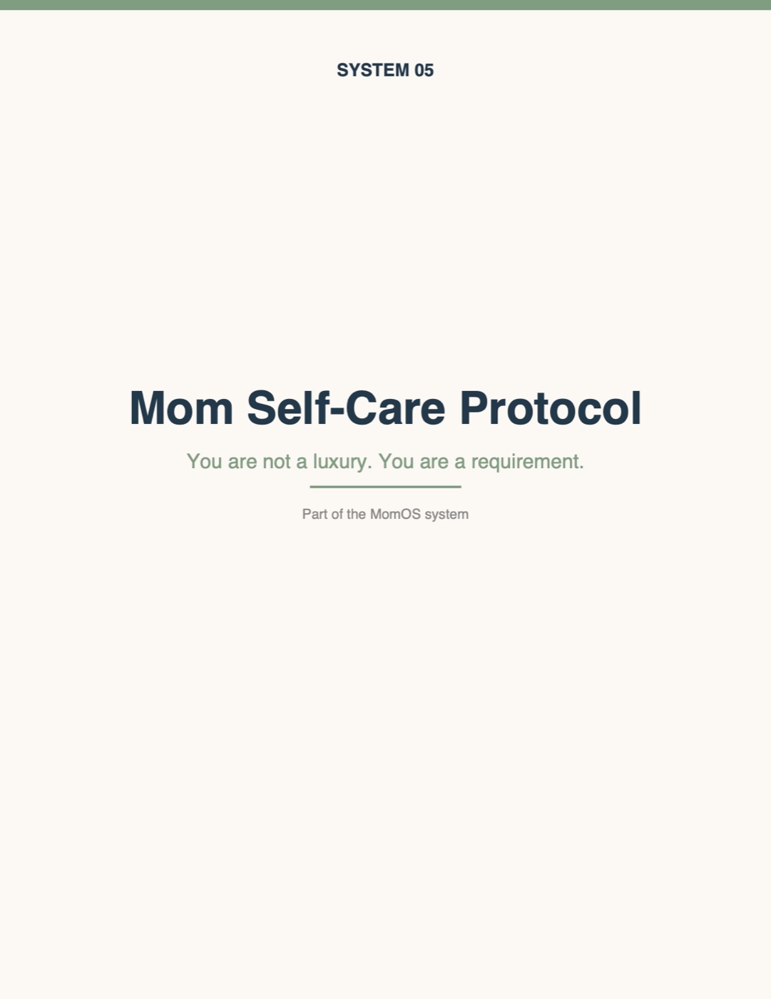 Mom Self-Care Protocol
